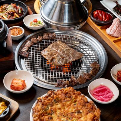 A table filled with various foods.