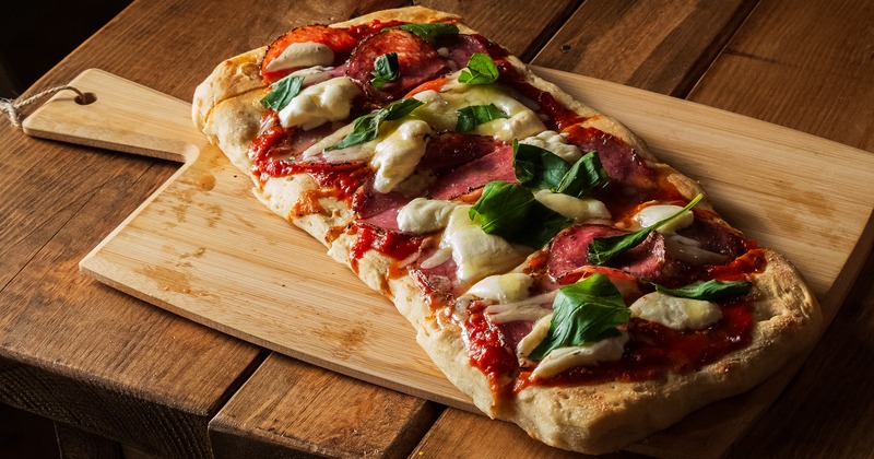 Pepperoni flatbread, served