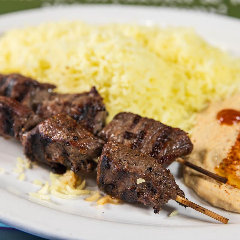 menu item 10 of 14, Beef Kabob Plate