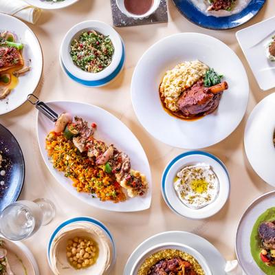 Assorted dishes on the table.