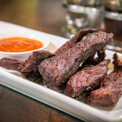 Beef Jerky with sauce.