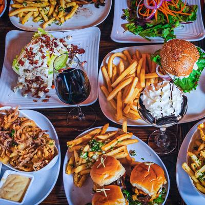 Various dishes on a table.
