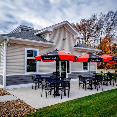 Exterior, patio seating area.