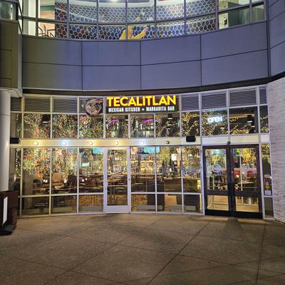 Tecalitlan restaurant exterior with signage.