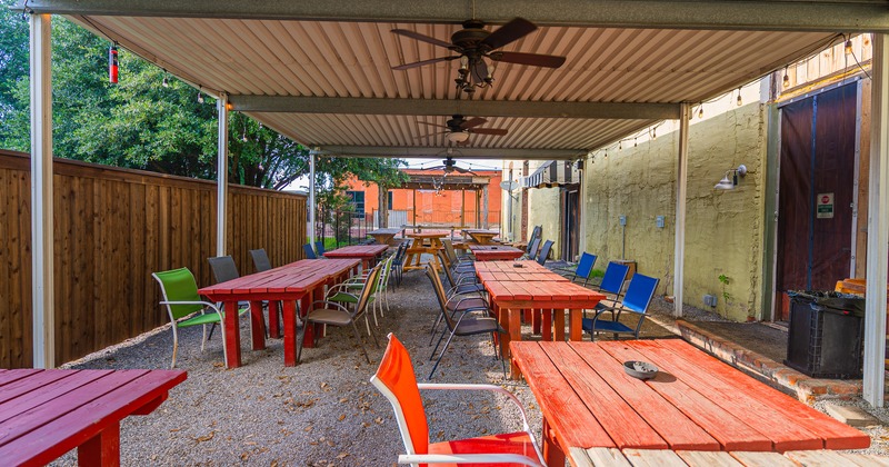 Exterior, patio, tables, benches