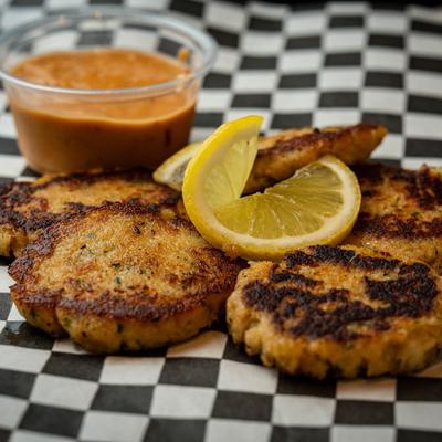 Mini crab cakes with remoulade.