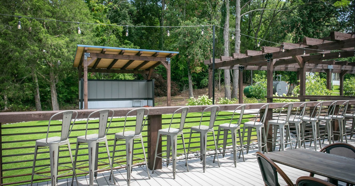 Patio overlooking the pavilion