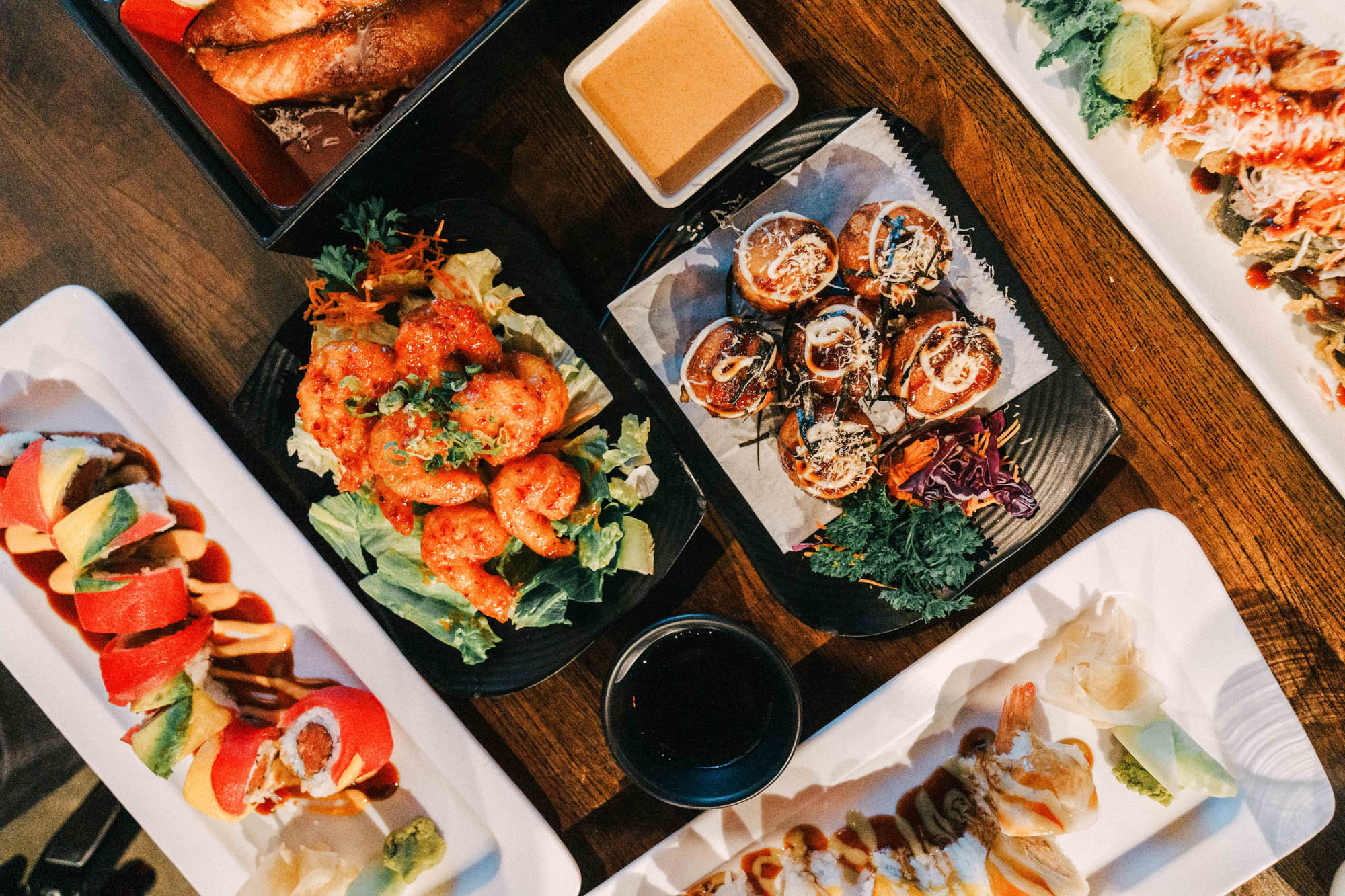 Served food, top view