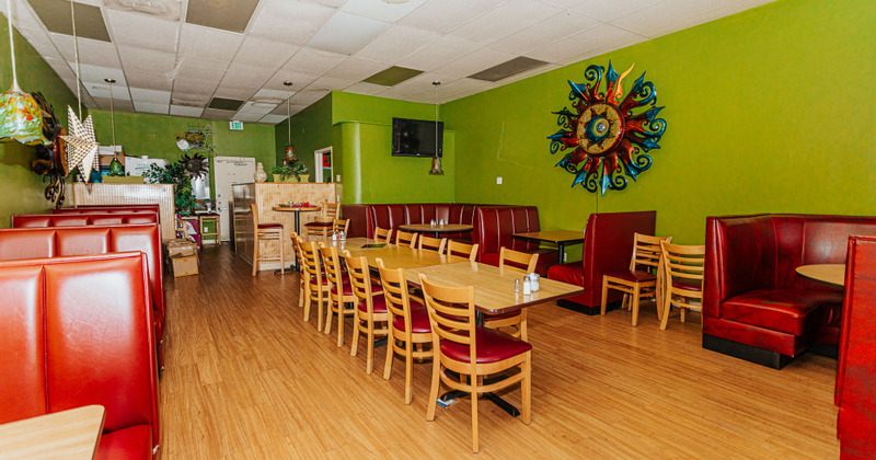 Interior, tables lined up