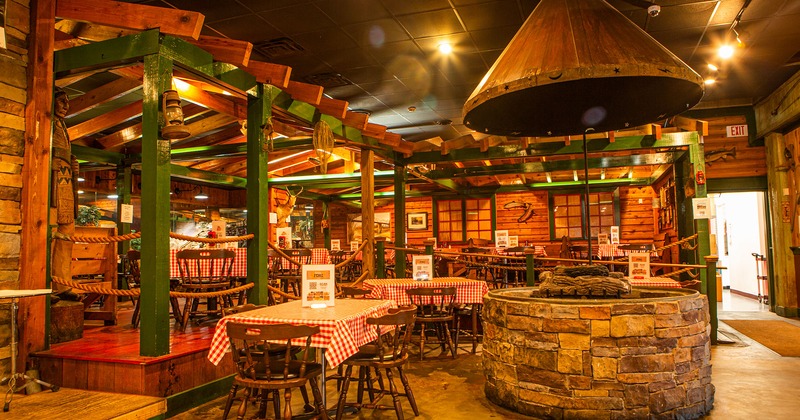 Interior, dining tables, vintage wooden design