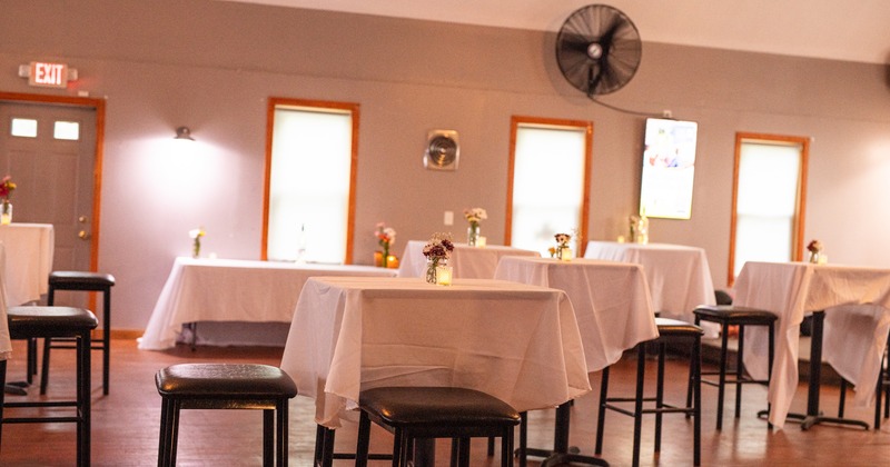 Interior, tables and chairs