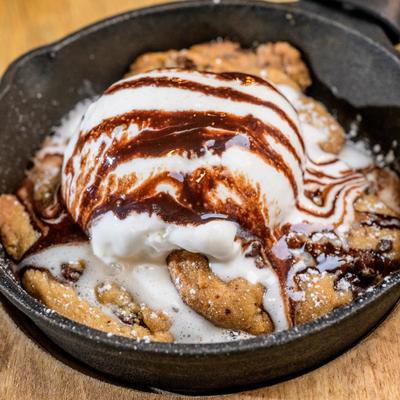 A delicious dessert served.