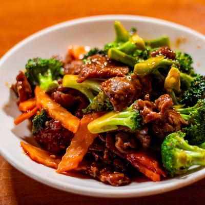 Beef & Broccoli, closeup.