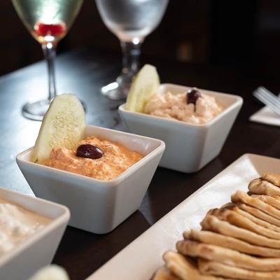 Spreads and pita.