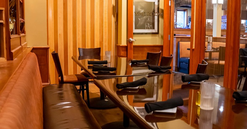 One long booth ready for guests