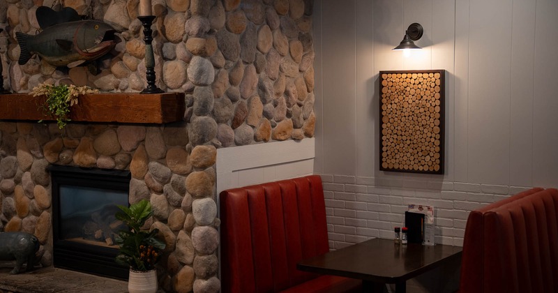 Interior, private booth by the fire place