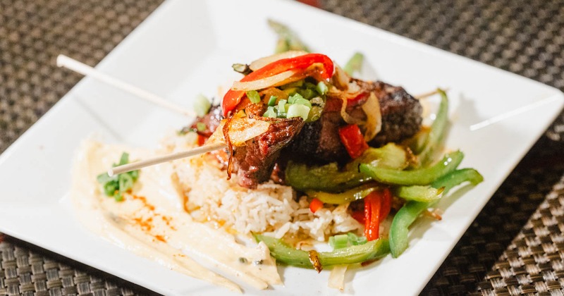 Orange Marinated Steak Kabob, served