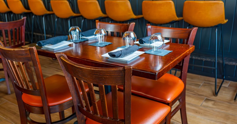 Diner table, chairs, close up