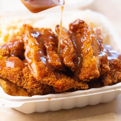Chicken Katsu with sauce.