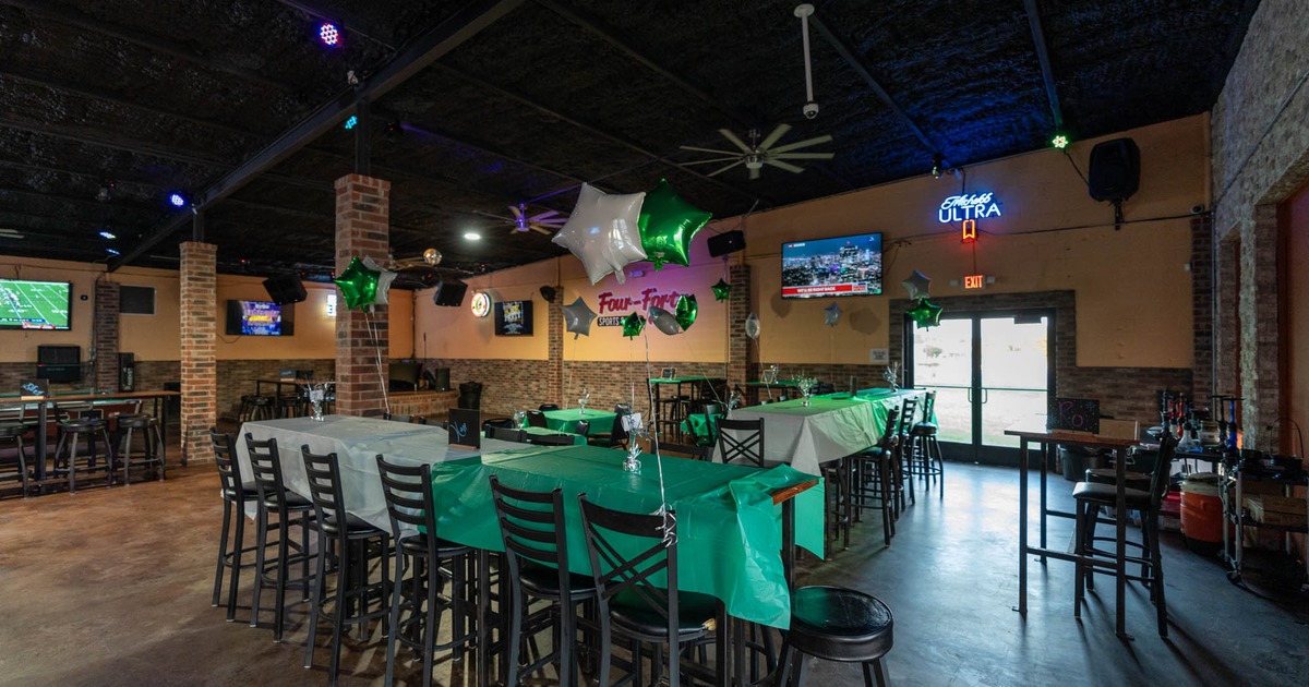 Interior, tall tables and bar stools