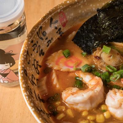 Shrimp Ramen, close up.