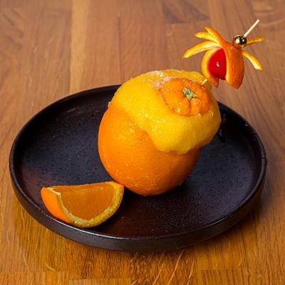 Orange sorbet plate.