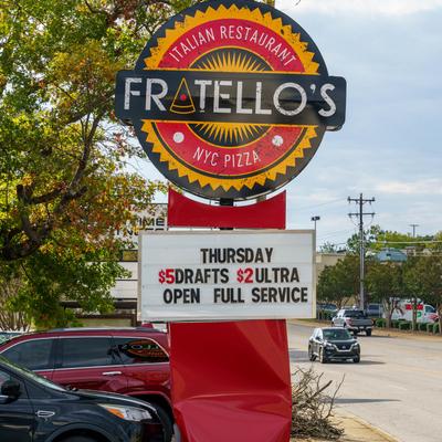 The restaurant's sign outside.