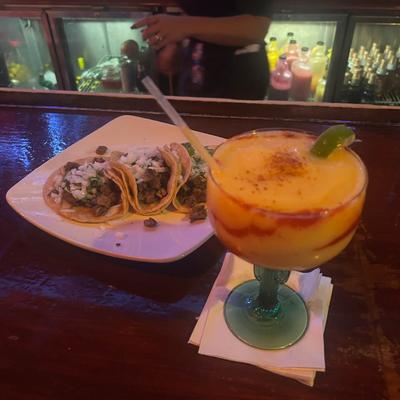 Tacos meal and a margarita.