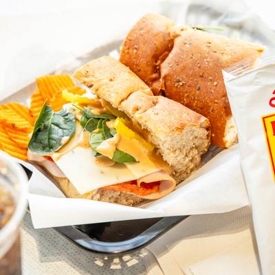 Red Bird Sub served over chips.