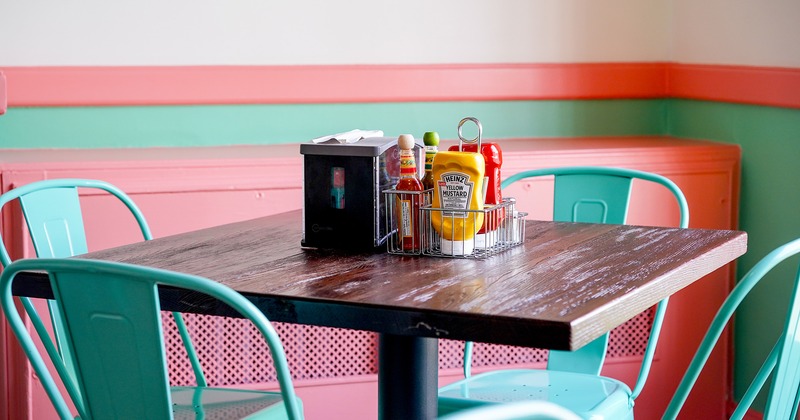 Dining table for four guests, close up