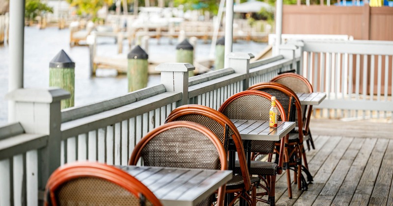 Exterior, tables and chairs lined up