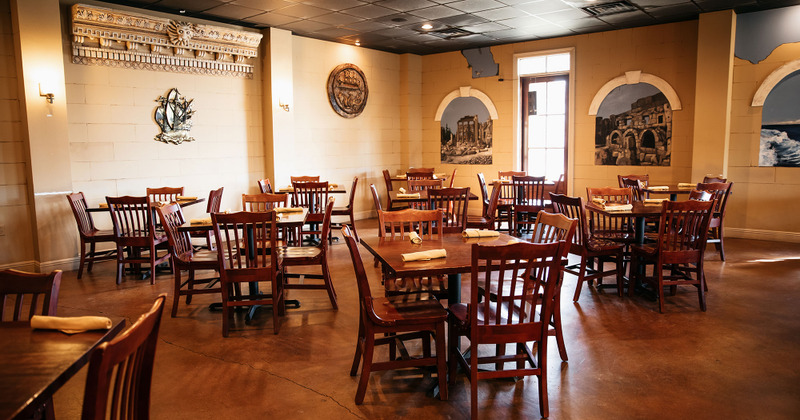 Interior, dining tables for four