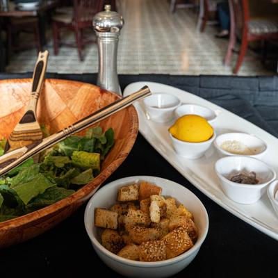 The ingredients for a Caesar salad