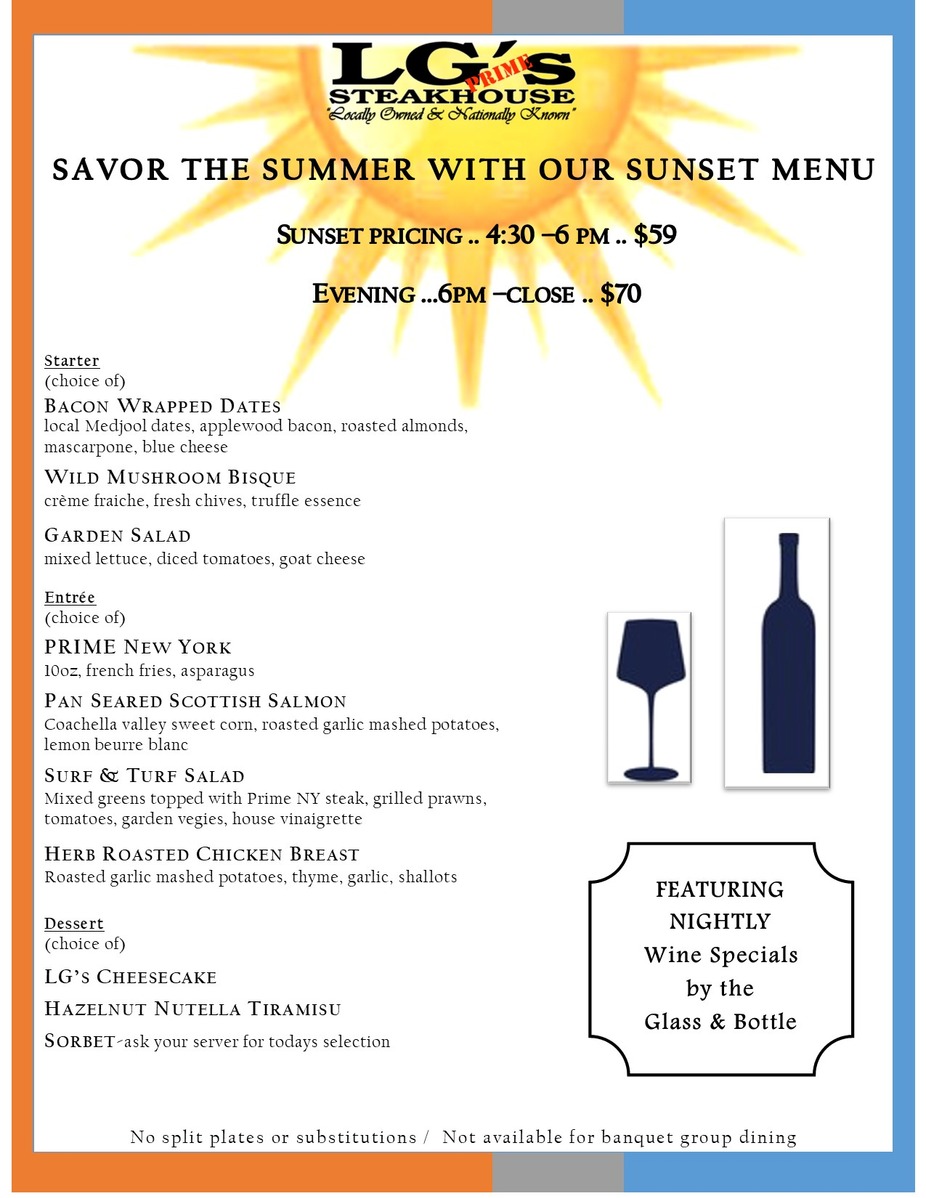 Savor the summer with our Sunset Menu! event photo