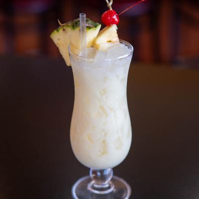 Pina Colada on a table.