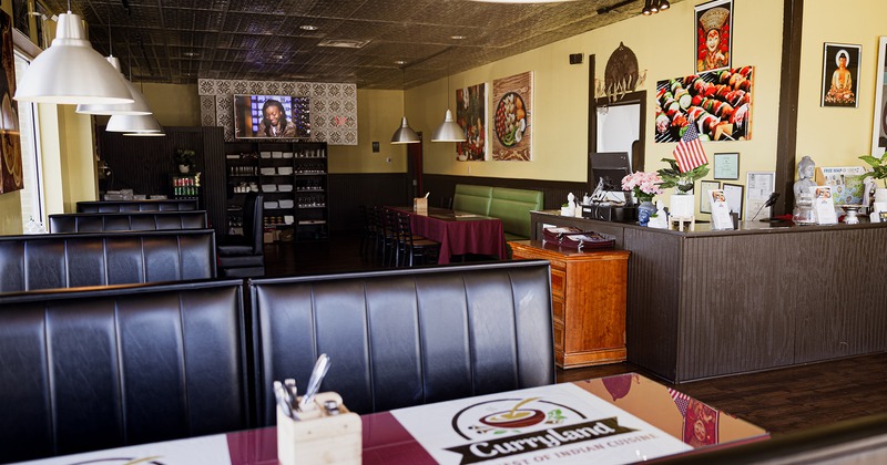 Interior space, dining booths