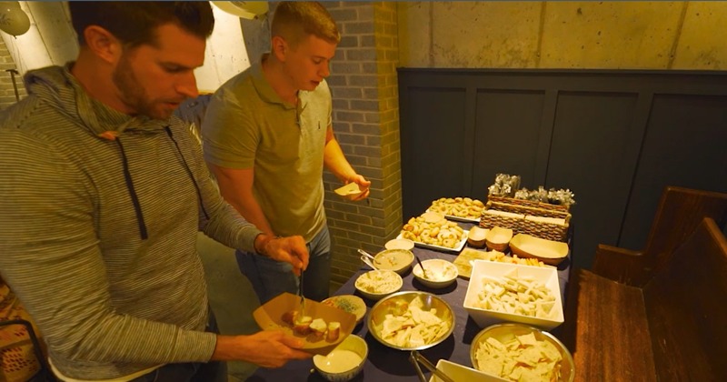 Interior, customers at the buffet table
