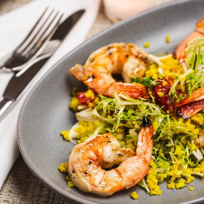 Shrimps in the plate.