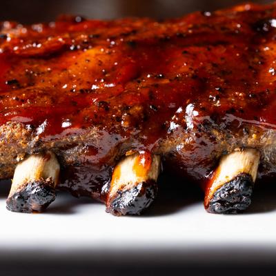 Rack of ribs, close up.