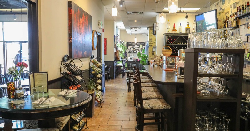 Interior, wide view of seating area