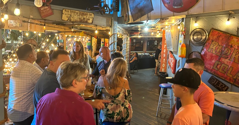 Crowd of guests at AJ's