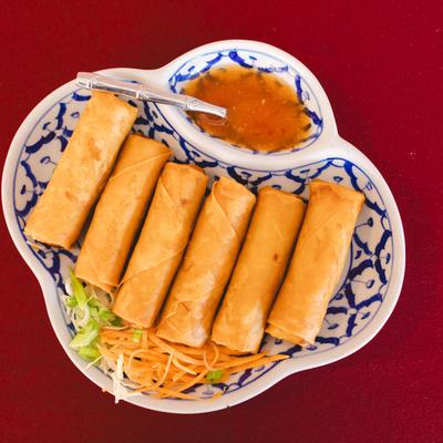 Fried spring rolls.