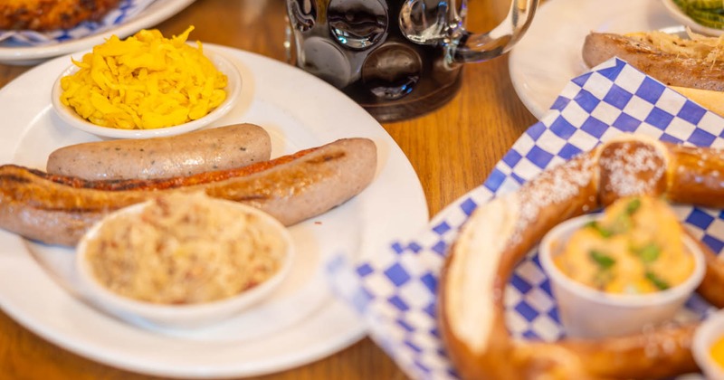Bavarian pretzel and sausages