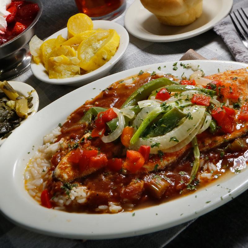 Creole Rainbow Trout over White Rice photo