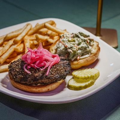 Southwest Sunset Burger with fries.