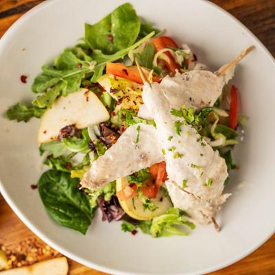 Sizzling Special Salad with Chicken.