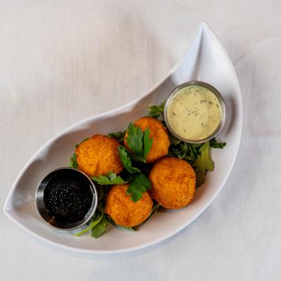 Mini Fried Potato Balls, top view.