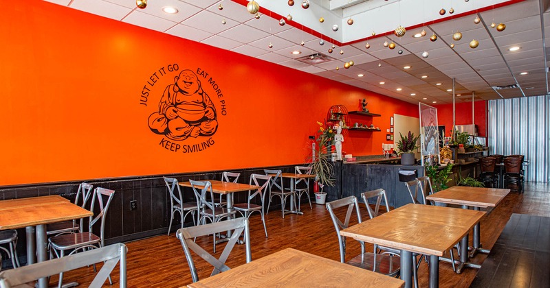 Diner area, tables and chairs