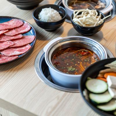 Various ingredients spread on the table.