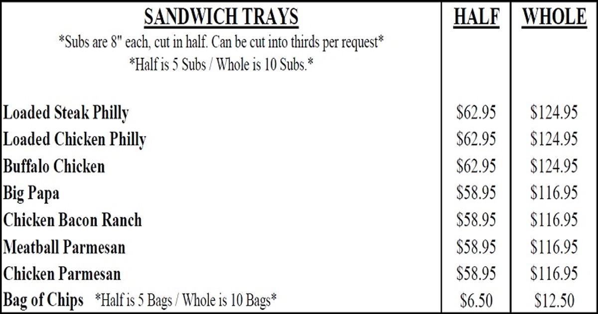 2026 Catering Sandwiches